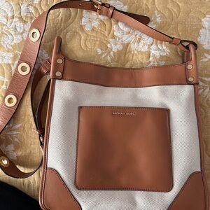 Michael Kors Large Sullivan Brown and Cream Shoulder Bag